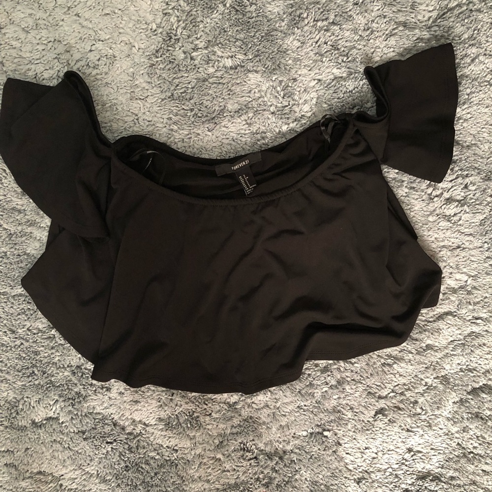 Forever 21 Black Off Shoulder Crop Top